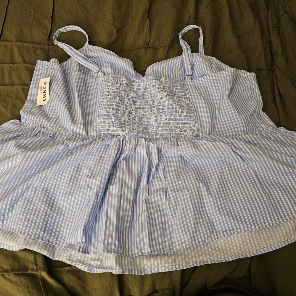 💙 Old Navy Blue Stripe Peplum Cami 2X ✨ Flowy Cute Summer Top - Plus Size NWT - Picture 6 of 6